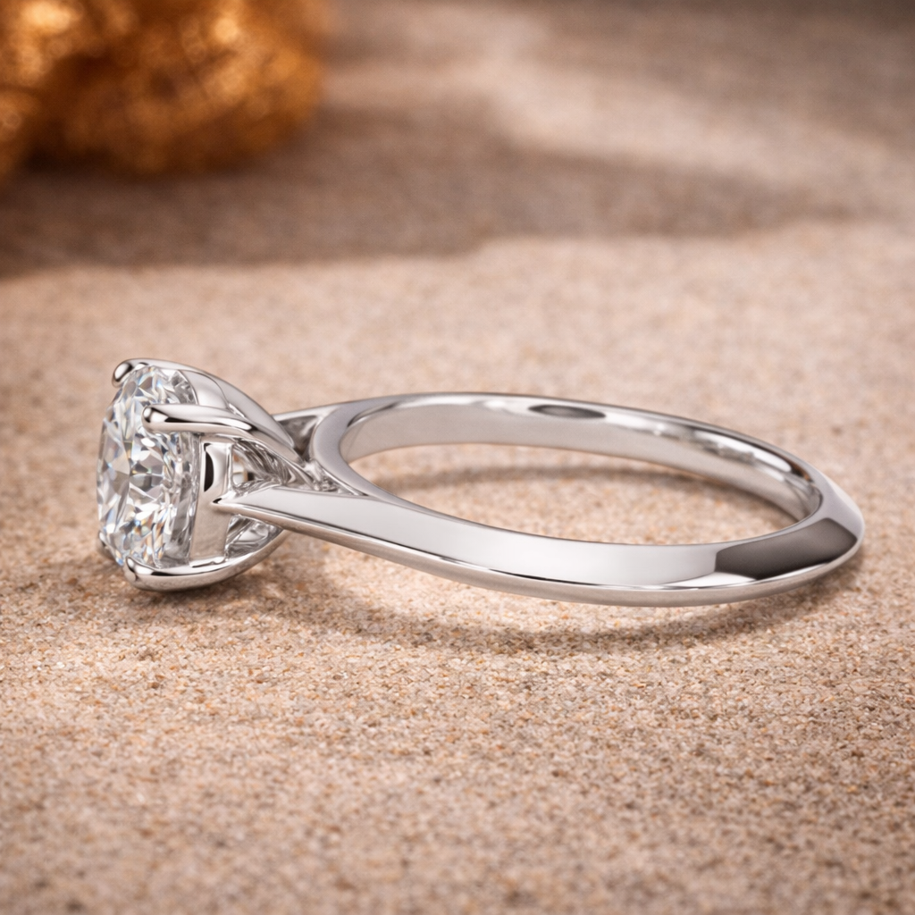 1 Carat Natural Diamond Solitaire Engagement Ring