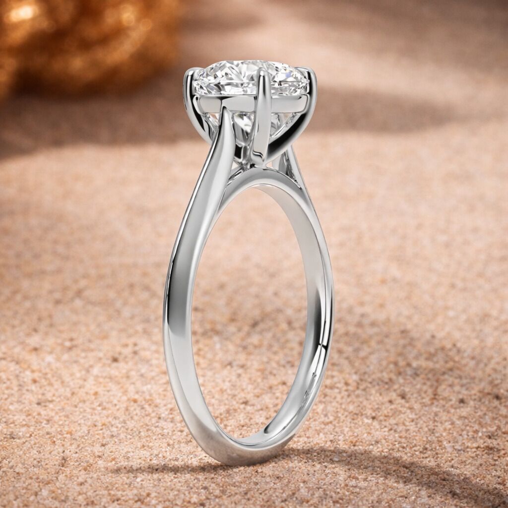1 Carat Natural Diamond Solitaire Engagement Ring