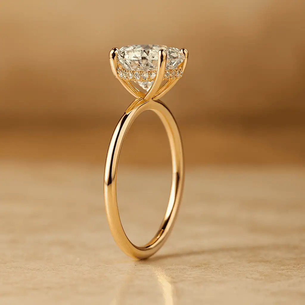 2.23 Carat Oval Cut Lab Diamond Hidden Halo Engagement Ring