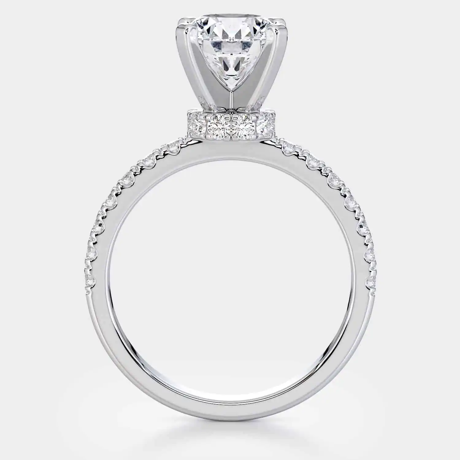 2.65 Carat Round Cut Diamond Hidden Halo Engagement Ring