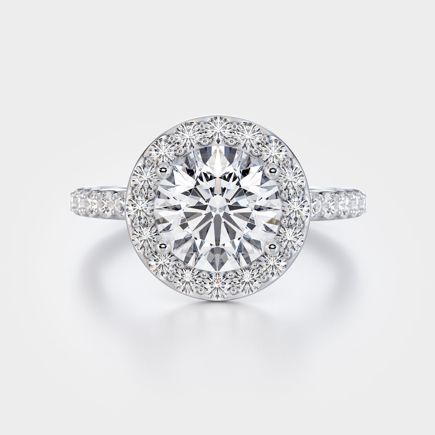 2 carat round halo diamond ring